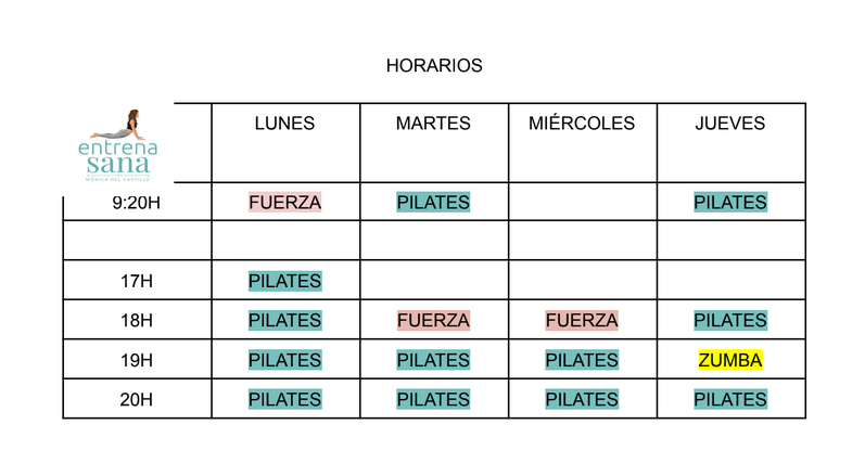 Horarios Entrena Sana 25-26